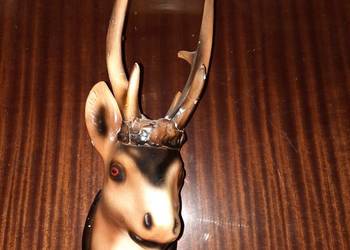 Gipsowa głowa jeljelenia, kamionka, antyki, PRl