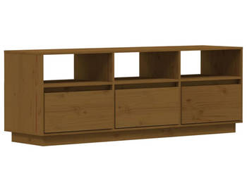Szafka pod TV miodowy brąz 140x37x50 cm lite drewno sosnowe WM-813433