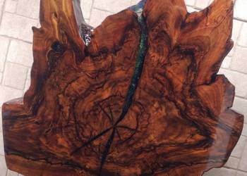 Blat, Stolik loft orzech kawowy z drewna plaster live edge