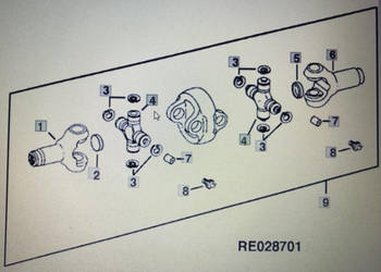 John Deere RE65621/krzyźak wałka napędu/John Deere 4555/4755/4955 Nr częśc…