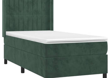 Łóżko kontynentalne z materacem i LED zielony aksamit 100x200cm WM-3139670