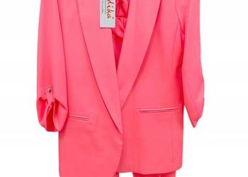Ekskluzywny garnitur damski ADIKA TANGO - neonowy łosoś ROZMIAR 48