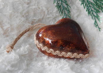 Serce akrylowe 8 cm, handmade, zawieszka, ozdoba, prezent, bombka.