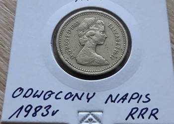 1 Funt 1983 r.-Elżbieta II-Odwrócony napis RRR
