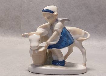 Lippelsdorf Figurka Dziewczynka z krową Turyngia Lippelsdorf Figurka Dziewczynka z krową Turyngia