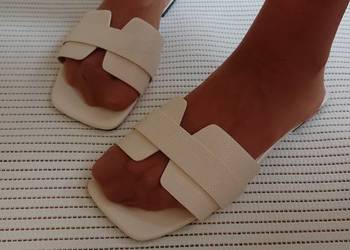 (41/42) Kremowe klapki letnie, Top Vintage, NOWE