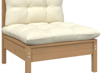 Ogrodowa sofa środkowa z poduszkami miodowy brąz lita sosna WM-806637