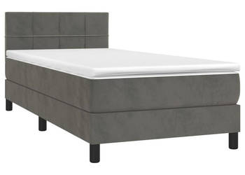 Łóżko kontynentalne z materacem i LED szary aksamit 90x190 cm WM-3134376
