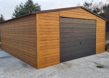 Garaż blaszany dwuspadowy drewnopodobny 5x6 – Mocny, trwały