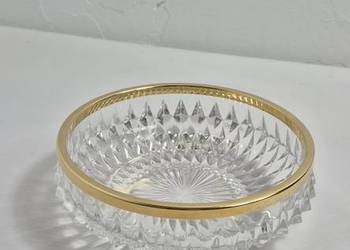 Elegancka Kryształowa Misa / Patera ze Złotym Rantem – Glamour