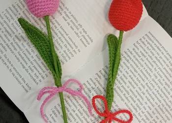 Tulipany wykonane na szydełku