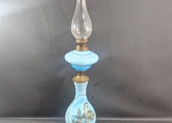 Antyczne niebieska lampa naftowa opalowe, Francja, XIX wiek