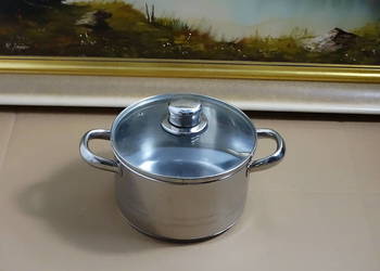 Garnek stalowy ze szklaną pokrywką 18 cm 2,5 L stal 18/10 Rostfrei