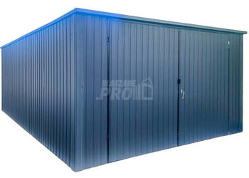 Garaż blaszany 4x5m Brama dwuskrzydłowa - antracyt - dach spad w tył  GP423