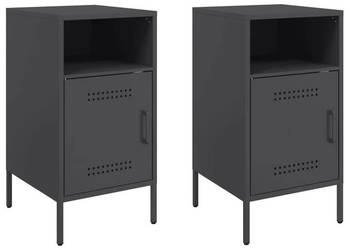 Szafki nocne 2 szt. czarne 36x39x68 cm stal WM-843067