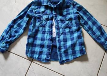 bluza koszula flanelowa dla chłopca z traktorem kołnierzyk zapinana długi r