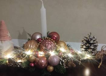 Stroik świąteczny bożonarodzeniowy na komodę kominek 55 cm