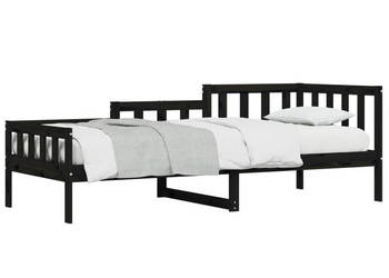Łóżko dzienne czarne lite drewno sosnowe 90x190 cm WM-840375