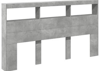 Zagłówek z półkami i LED szarość betonu 180x17x102 cm WM-839213