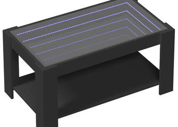 Stolik kawowy z LED czarny 93x53x45 cm materiał drewnopochodny WM-847554