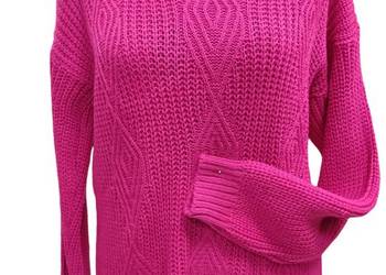 Sweter ze wzorem w romby - biust 110 cm -fuksja