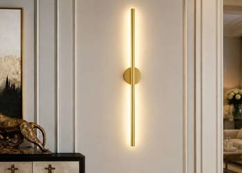 Kinkiet Złoty Nowoczesny Podłużny Lampa Ścienna Glamour Modern Stalowy