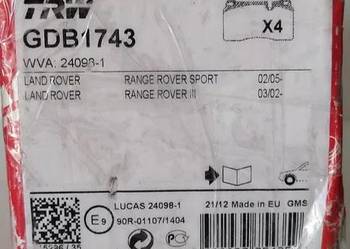 Klocki hamulcowe Trw GDB 1743 Land Rover Range Rover