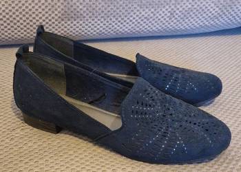 mokasyny espadryle baleriny zamsz zamszowe r 40 granatowe granat Marco Tozz