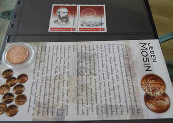 Okolicznościowe znaczki i moneta. Mosina. 170 lat Rzeczp. mo Okolicznościowe znaczki i moneta. Mosina. 170 lat Rzeczp. mo