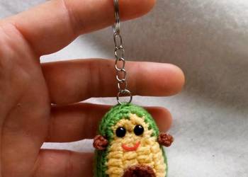 Awokado wykonane na szydełku, brelok, zawieszka