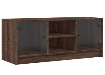 Szafka TV ze szklanymi drzwiami brązowy dąb 102x37x42 cm WM-836377