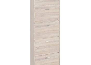 vidaXL Biała drewniana szafka na buty, w kolorze dębuz(SKU:241241)