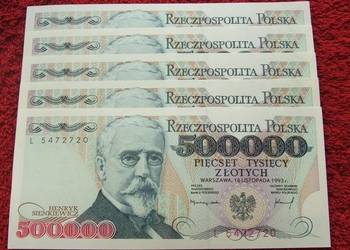 POLSKA PRL 500000 ZŁ HENRYK SIENKIEWICZ (2)  Banknot UNC POLSKA PRL 500000 ZŁ HENRYK SIENKIEWICZ (2)  Banknot UNC