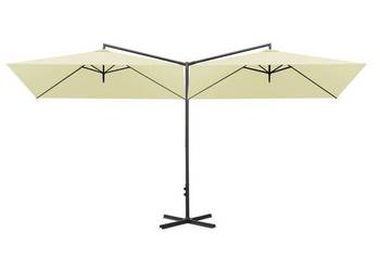 vidaXL Podwójny parasol ogrodowy, stalowy słupek, piaskowy(SKU:312555)