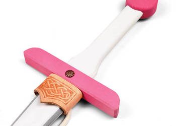 Biało-różowy miecz i wisiorek | Drewno, skóra | 50 cm | Wojownicza Księżni…