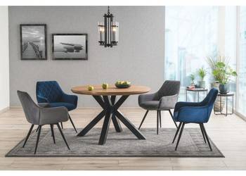 Stół Loftowy RITMO 120x120x75cm + 4 krzesła Loftowe LINEA VELVET