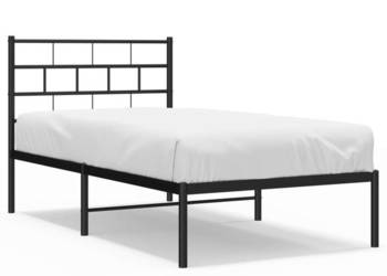 Łóżko Metalowe Czarne Rama Łóżka Ze Stelażem 90x190 cm WM-355651