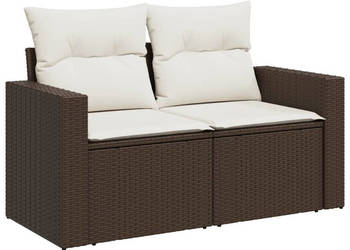 Sofa ogrodowa z poduszkami 2-osobowa brązowa polirattan WM-366220