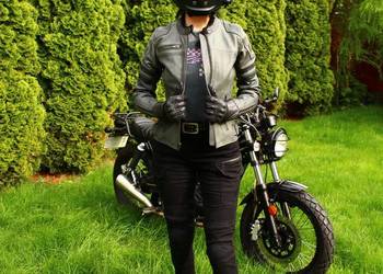 Kurtka motocyklowa damska, Seca Hornet ii, retro, cafe, skóra, D3O