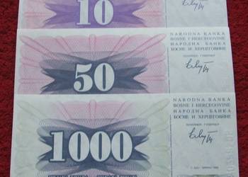 BOŚNIA I HERCEGOWINA Kolekcjonerskie Banknoty Zestaw - 3 szt