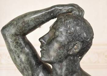 Ogromna Rzeźba wg Auguste Rodin - Męski Akt Adam - Rzeźba Figura z Brązu