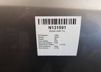 DRZWI LEWE TYŁ LY7Q AUDI A8 D3