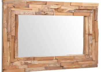 Lustro dekoracyjne drewno tekowe 90 x 60 cm prostokątne WM-244563