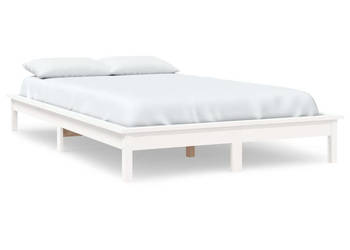 Rama łóżka biała lite drewno sosnowe 200 x 200 cm WM-820562