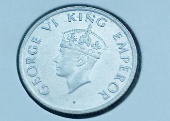 INDIE 1/4 RUPEE 1946 r GEORGE VI STAN -I-NIKIEL