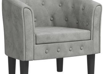Fotel klubowy jasnoszary obity aksamitem WM-356469