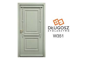 Drzwi DŁUGOSZ zewnętrzne retro RAL7033 oliwkowy czyste powietrze GOTOWE