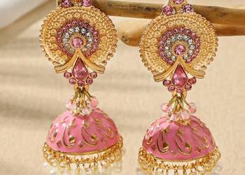 Piękne kolczyki boho kolor złoty różowy długie etno Bollywood Arabia Piękne kolczyki boho kolor złoty różowy długie etno Bollywood Arabia