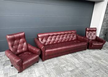 Sofa skórzana z fotelami