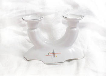 prl świecznik Lubiana, vintage świecznik, biały świecznik,retro ceramika